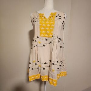 Global Desi Boho Ethnic Bird And Elephant Print Tank Top Tunic Medium M EUC